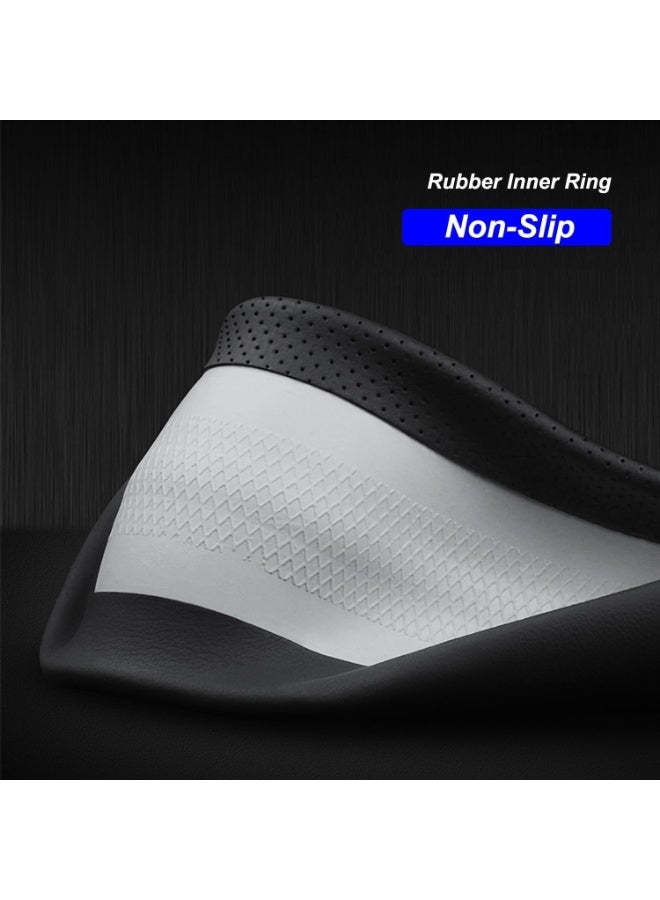 غطاء عجلة القيادة للسيارة لـ BMW X3 X5 X7 3 5 Series 328i 528i 535i 530i 540i 320i 325i 330i X1 X2 X4 X6 1 2 4 6 7 8 M2 M3 M4 M5 Series e90 e60 f30 e46 ملحقات، جلد أسود-14 1/2"-15" - Image 2